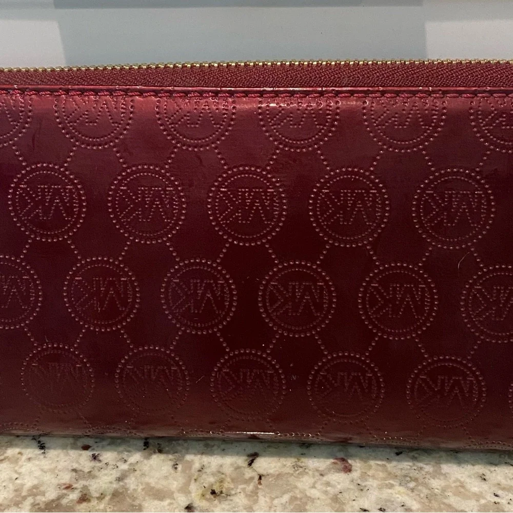 Michael Kors Maroon Wallet with Gold Accents